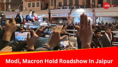 PM Narendra Modi, French President Emmaneul Macron Hold Roadshow In Jaipur - Watch