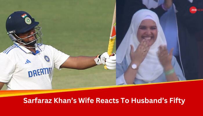 WATCH: Sarfaraz Khan&#039;s Wife Romana Zahoor Sends Flying Kisses To Hubby After He Hits Maiden Test Fifty In 3rd Test Vs England