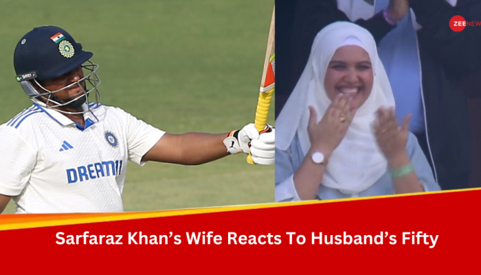 WATCH: Sarfaraz Khan's Wife Romana Zahoor Sends Flying Kisses To Hubby After He Hits Maiden Test Fifty In 3rd Test Vs England WATCH: Sarfaraz Khan's Wife Romana Zahoor Sends Flying Kisses To Hubby After He Hits Maiden Test Fifty In 3rd Test Vs England