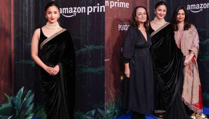 Alia Bhatt Stuns In Black Saree At Exclusive Screening Of Crime Series 'Poacher' In London