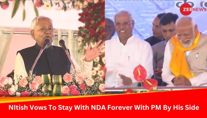 'Hum Gayab Ho Gaye The...': Nitish Kumar Swears Allegiance To NDA, PM Modi Breaks Into Laughter | Video