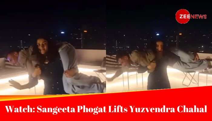 Sangeeta Phogat Lifts Yuzvendra Chahal in Viral Video During Jhalak Dikhla Jaa Party Sangeeta Phogat Lifts Yuzvendra Chahal in Viral Video During Jhalak Dikhla Jaa Party