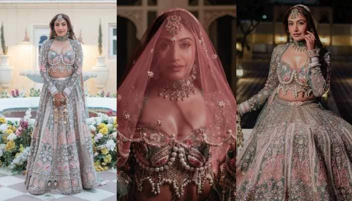 Bride Surbhi Chandna Ditches the traditional Red and wore a turquoise and  carnation pink lehenga with traditional zardozi intertwined wit... |  Instagram