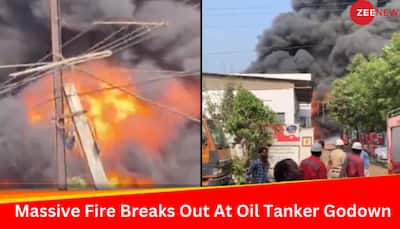 Massive Fire Engulfs Oil Tanker Godown In Vijayawada, Huge Plumes Of Smoke Seen Rising  