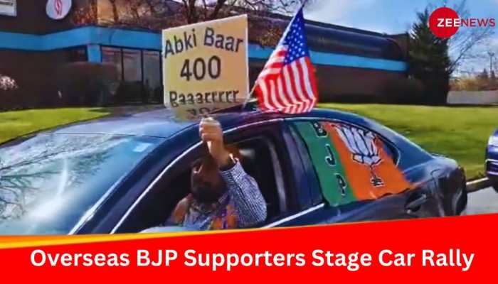 Overseas BJP Supporters Stage Car Rally, Display Placard With Slogan &#039;Abki Baar 400 Par&#039;