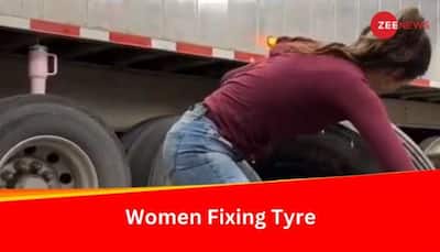 Watch: Woman Fixes Punctured Truck Tyre With Ease; Impressed Netizens Wants Het To Be Cloned