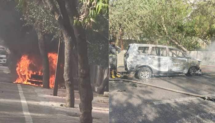 Moving Car Catches Fire Near Sector-70, Noida- No Casualties Reported