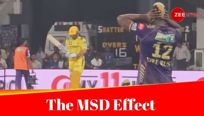 MS Dhoni&#039;s Arrival Leaves Andre Russell Covering His Ears In Awe of Chepauk&#039;s Roar, Video Goes Viral - Watch