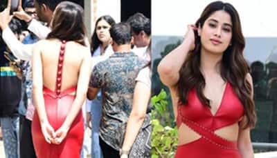Janhvi Kapoor Turns Heads In Red Hot Backless Dress Inspired By Cricket Ball To Promote 'Mr & Mrs Mahi'