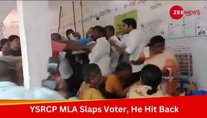 Viral Video Shows YSRCP MLA’s Shocking Scuffle With Voter In Andhra Pradesh Polling Booth 