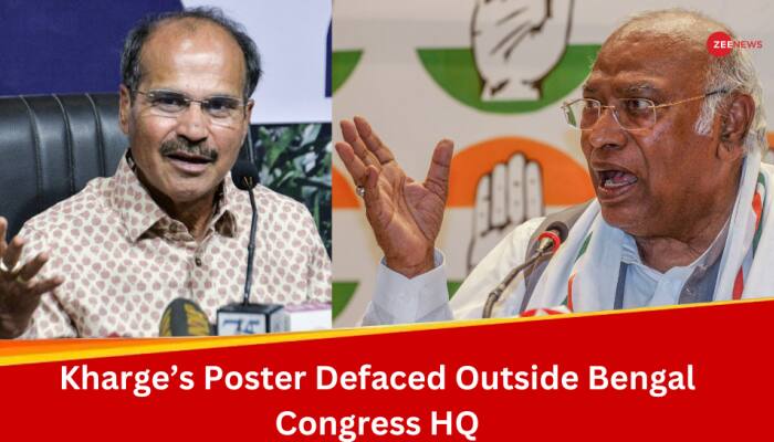 Kharge's Posters Defaced Outside Bengal Congress HQ After Snub At Adhir Ranjan Chowdhury