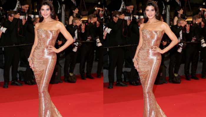 Jacqueline Fernandez Shines At Cannes 2024, Looks Surreal In Bold Golden Ensemble 