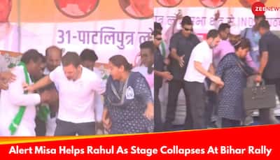 Close Call For Rahul Gandhi As Stage Collapses At Bihar Rally, Alert Misa Helps Congress Leader - Watch
