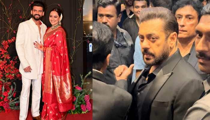 At Newlyweds Sonakshi Sinha-Zaheer Iqbal&#039;s Grand Wedding Reception, Salman Khan, Rekha, Kajol And Others Make Starry Entry - Watch