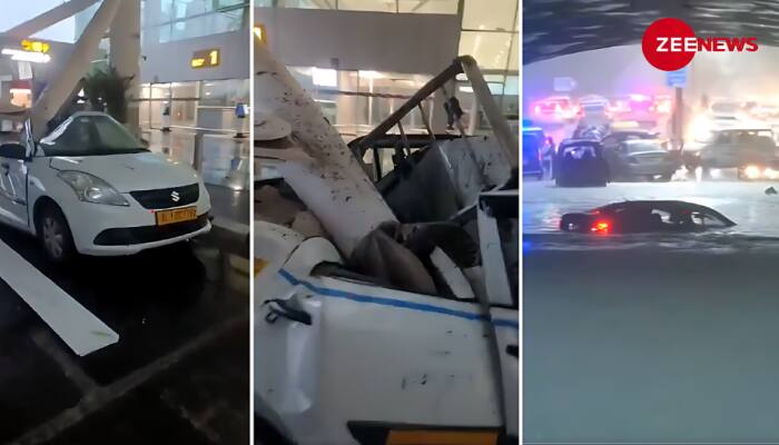 Watch: Heavy Rain In Delhi-NCR Causes Roof Collapse At Terminal 1 Of IGI Airport, Severe Waterlogging, Traffic Affected