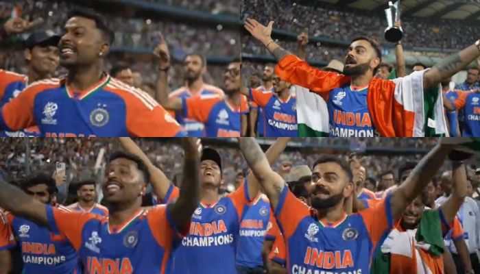 Kohli &amp; Hardik Sing 'Vande Mataram' At Wankhede Stadium, Video Goes Viral - Watch