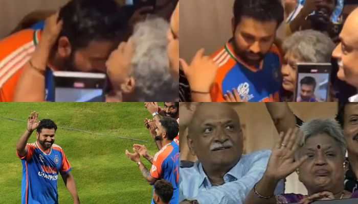 Rohit Sharma's Mother Kisses T20 World Cup 2024 Champion Son At Wankhede Stadium, Video Goes Viral - Watch Rohit Sharma's Mother Kisses T20 World Cup 2024 Champion Son At Wankhede Stadium, Video Goes Viral - Watch