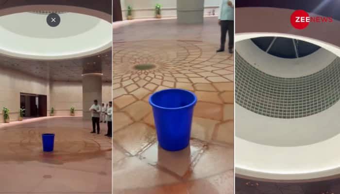 Water Leaks From Dome Of New Parliament, Bucket Placed Underneath; Congress Slams Government | Video