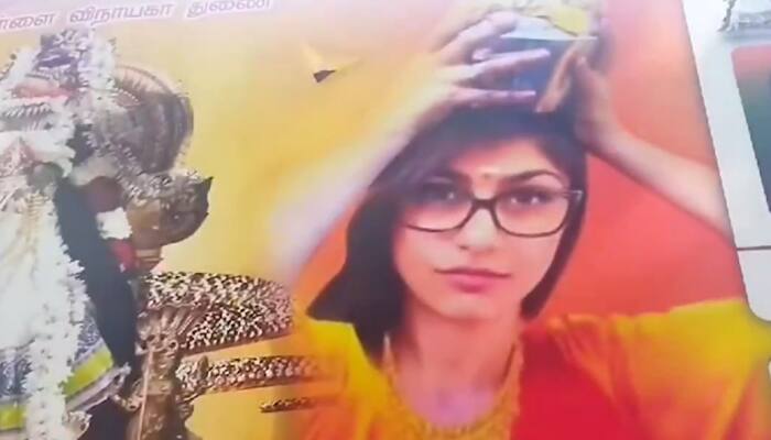 Viral Video: Ex-Adult Star Mia Khalifa's Poster Spotted In Tamil Nadu Religious Festival, Cops Take It Down