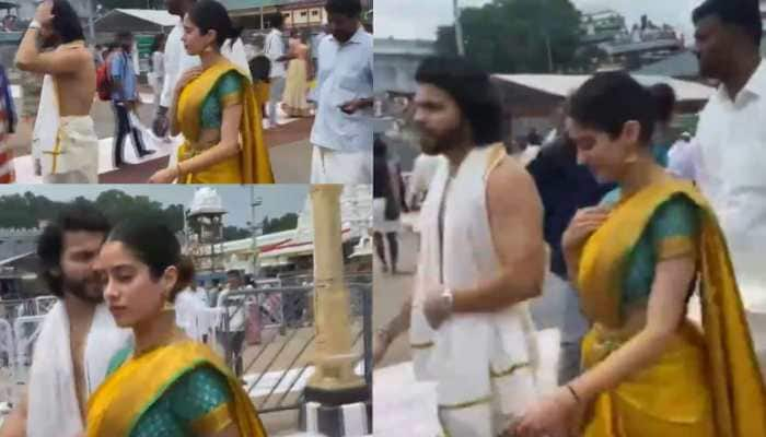 Sridevi&#039;s 61st Birth Anniversary: Janhvi Kapoor Offers Prayers With Beau Shikhar In Tirupati Balaji Temple - Watch Video