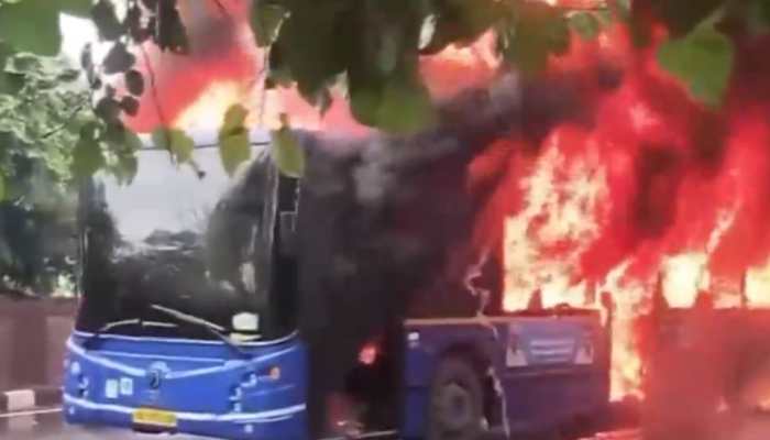 Watch: Bus Catches Fire In Delhi&#039;s Jagatpuri; No Injuries Reported