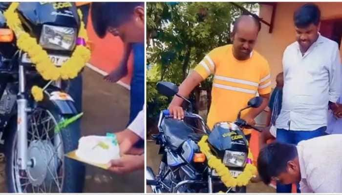 Man Shows Uncontainable Love For Bike, Uses It To Cut Cake In Bizarre Birthday Bash - Viral Video