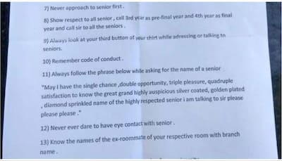 College Ragging? 'No Eye Contact, Address Seniors as Sir': Shocking 'Code of Conduct' Sparks Outrage Among Freshers"