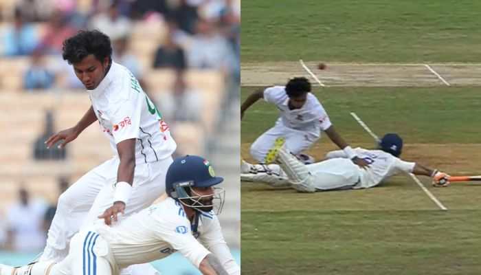 Ravindra Jadeja &amp; Hasan Mahmud's Heart-Stopping Collision, Video Goes Viral - Watch