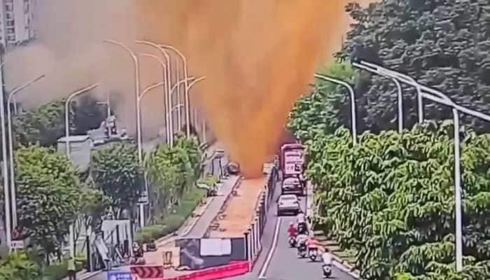 Poop Sewage Explosion Turns China&#039;s Nanning Street Into Stinky Spectacle - Watch Viral Video