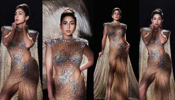 Sara Ali Khan Dazzles In A Glamorous Golden Gown With A Bold Thigh-high Slit