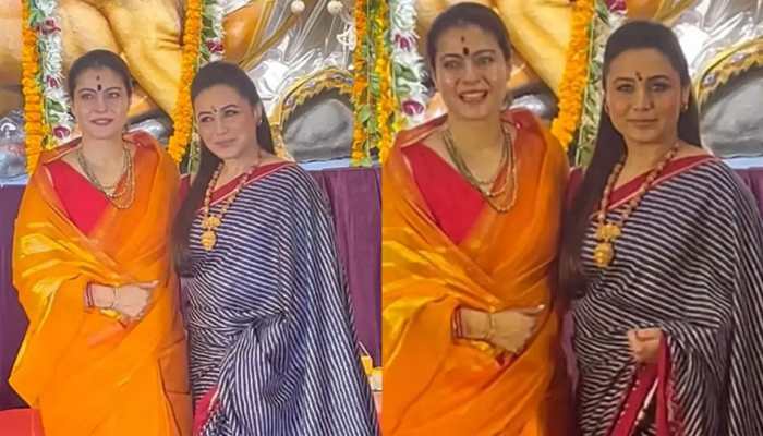 Kajol And Rani Mukerji Struggle To Take Selfie At Durga Puja, Fans Say We Feel The Sisters Kajol And Rani Mukerji Struggle To Take Selfie At Durga Puja, Fans Say We Feel The Sisters
