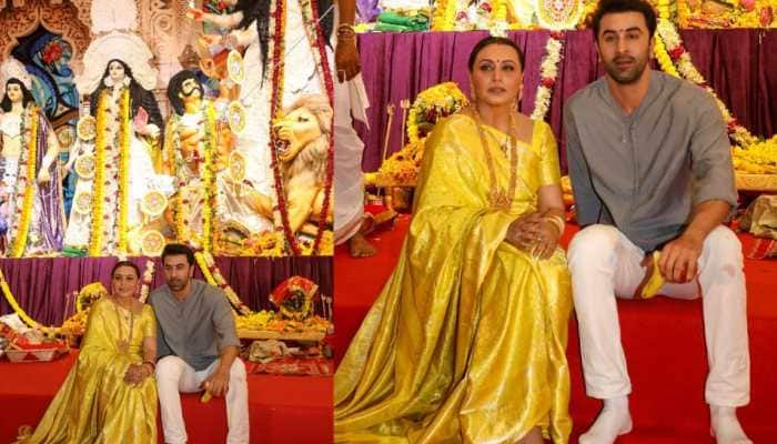 Ranbir Kapoor Joins Durga Puja Celebrations with Rani Mukerji, Seeks Blessings