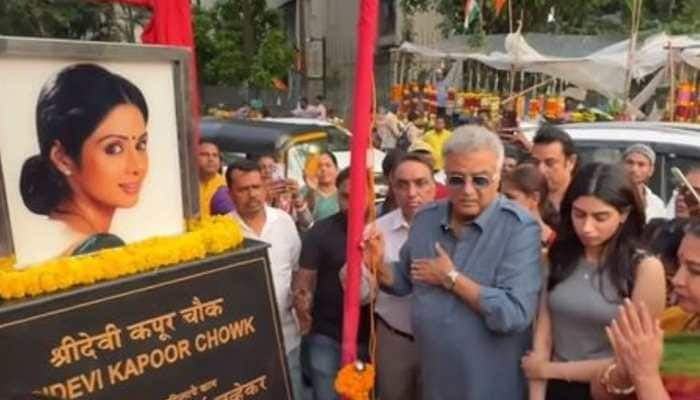 Boney Kapoor And Khushi Kapoor Pay Tribute To Sridevi By Inaugurating Chowk In Her Honor