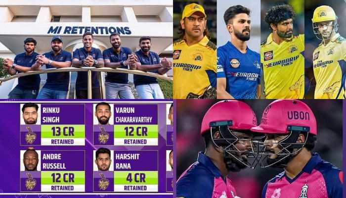IPL 2025 Full List Of Retained Players By CSK, MI, RCB, KKR, SRH, DC, PBKS, RR, LSG, GT - In Pics
