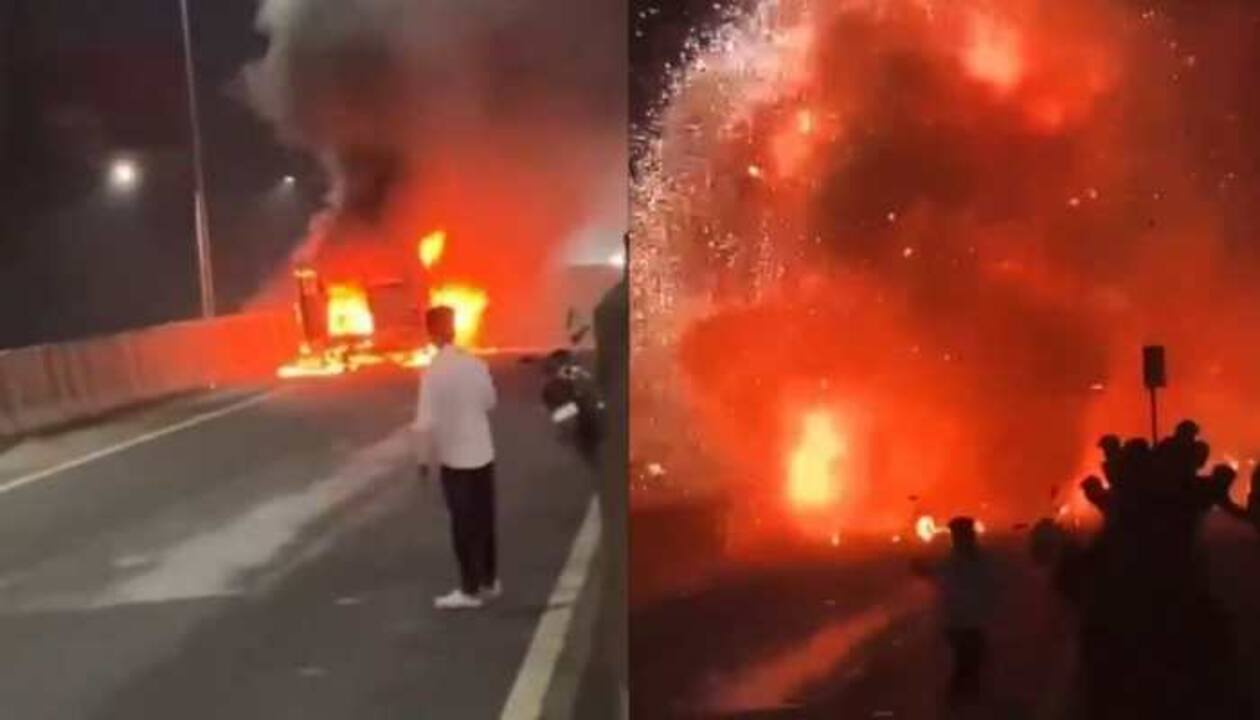 Narrow Escape For Pregnant Woman As Ambulance Explodes In Maharashtra: Watch Video | India News | Zee News