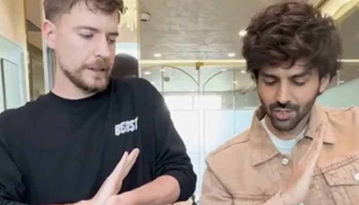 Trending Video: Mr Beast Grooves With Birthday Boy Kartik Aaryan On Bhool Bhulaiyaa 3 Title Track, Don't Miss The Hook Step - Watch