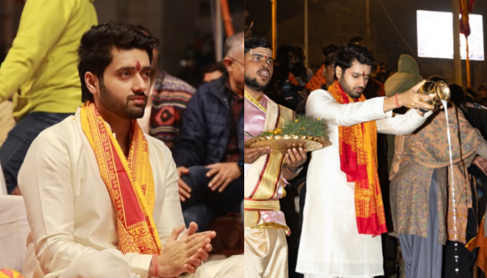 Utkarsh Sharma Performs Ganga Aarti Amidst Vanvaas Promotions In Banaras Utkarsh Sharma Performs Ganga Aarti Amidst Vanvaas Promotions In Banaras