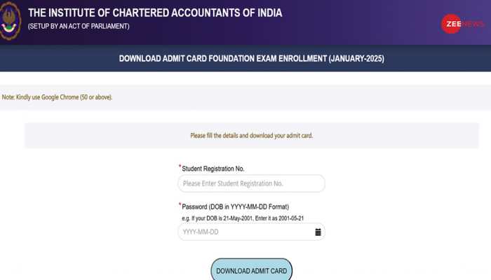 ICAI CA January Foundation, Inter Course Admit Card 2025 Released At eservices.icai.org- Check Steps To Download Here ICAI CA January Foundation, Inter Course Admit Card 2025 Released At eservices.icai.org- Check Steps To Download Here