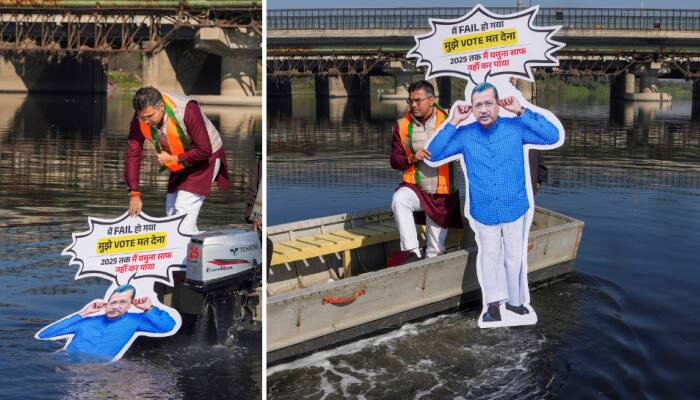 BJP Dunks Kejriwal’s Poster In Yamuna As Pollution Politics Heat Up: ‘Main Fail Ho Gaya...’
