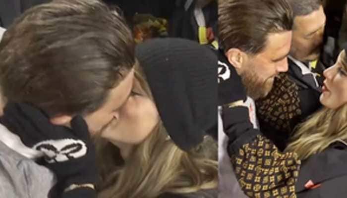 Taylor Swift, Travis Kelce Share Passionate Kiss Before Superbowl, Their PDA Caught On Camera