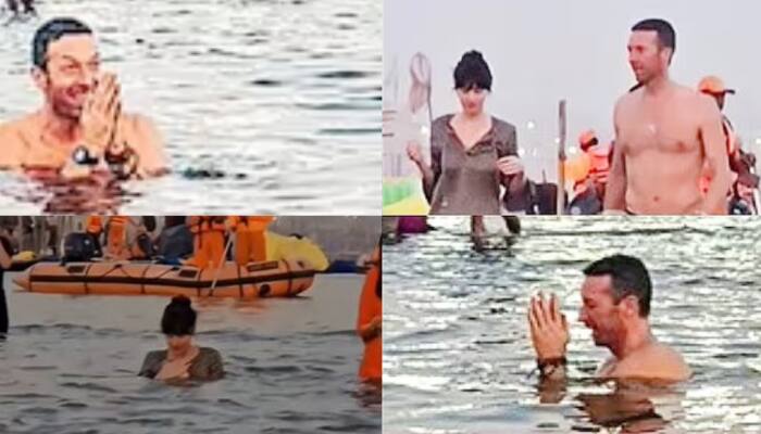 Chris Martin And Dakota Johnson Take A Holy Dip At Maha Kumbh 2025, Fans Go Wild; Watch Viral Video