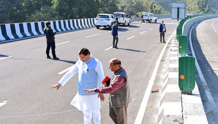 Pushkar Singh Dhami inspecting Delhi-Dehradun Expressway