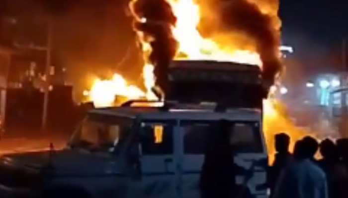 Two Killed As Truck-Bike Collision In Madhya Pradesh's Singrauli; Mob Sets Vehicles On Fire Two Killed As Truck-Bike Collision In Madhya Pradesh's Singrauli; Mob Sets Vehicles On Fire