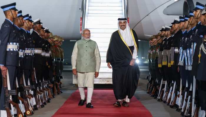 In Rare Gesture, PM Modi Receives Amir Of Qatar At Delhi Airport In Rare Gesture, PM Modi Receives Amir Of Qatar At Delhi Airport