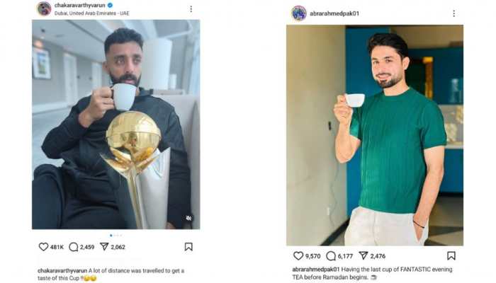 Varun Chakravarthy’s Cheeky Response To Pakistani Player's 'Fantastic Tea' Post After Champions Trophy Win Varun Chakravarthy’s Cheeky Response To Pakistani Player's 'Fantastic Tea' Post After Champions Trophy Win