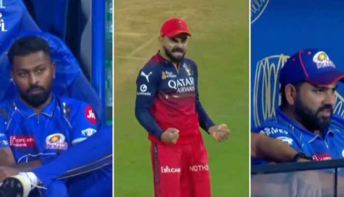 Virat Kohli’s Fiery Celebration After RCB Beat MI; Rohit Sharma &amp; Hardik Pandya’s Dejected Reactions Go Viral - Watch