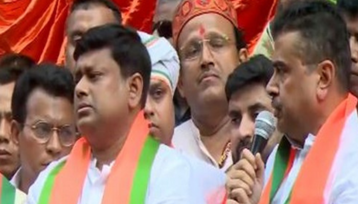BJP Stages Protest In Kolkata over Murshidabad Violence, SSC Recruitment Scam BJP Stages Protest In Kolkata over Murshidabad Violence, SSC Recruitment Scam
