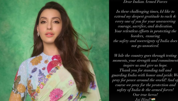 Nora Fatehi Expresses Gratitude To Indian Armed Forces For Their 'Relentless Efforts' Nora Fatehi Expresses Gratitude To Indian Armed Forces For Their 'Relentless Efforts'
