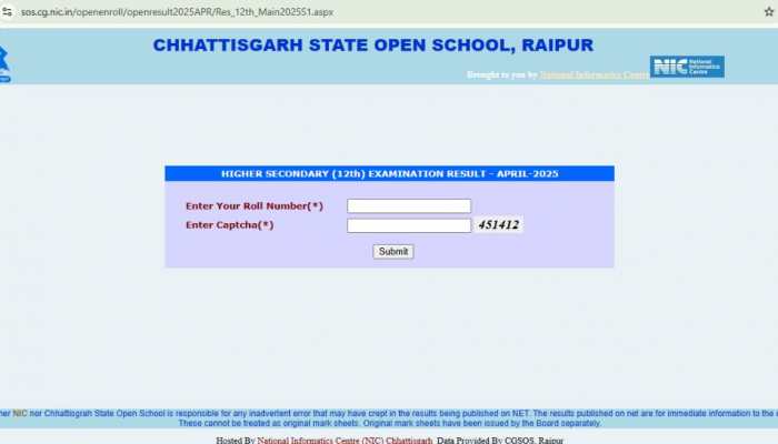 CGSOS Class 10, 12 Result 2025 DECLARED At sos.cg.nic.in- Check Direct Link, Other Details Here