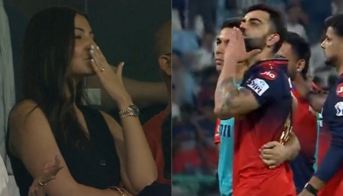 Anushka Sharma Blows Flying Kisses To Virat Kohli After RCB's Win Over LSG - WATCH Anushka Sharma Blows Flying Kisses To Virat Kohli After RCB's Win Over LSG - WATCH